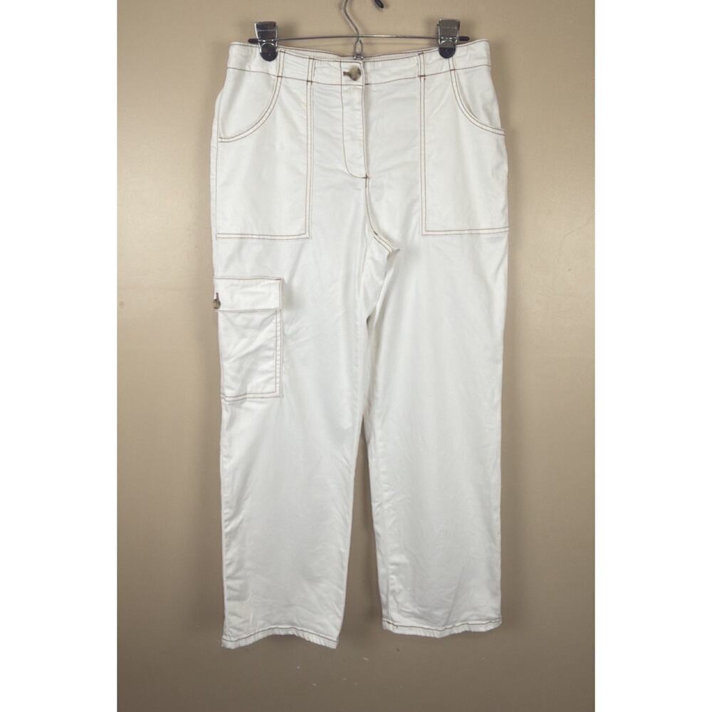 Joie Off-White Straight Leg Cargo Pants Mid Rise Minimalist Utility Style Size 8